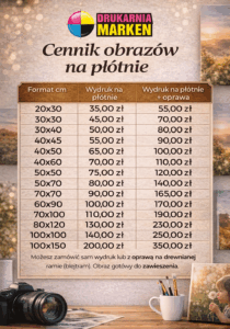 Cennik obrazów na płótnie