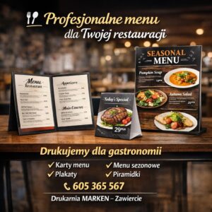 Druk karty menu