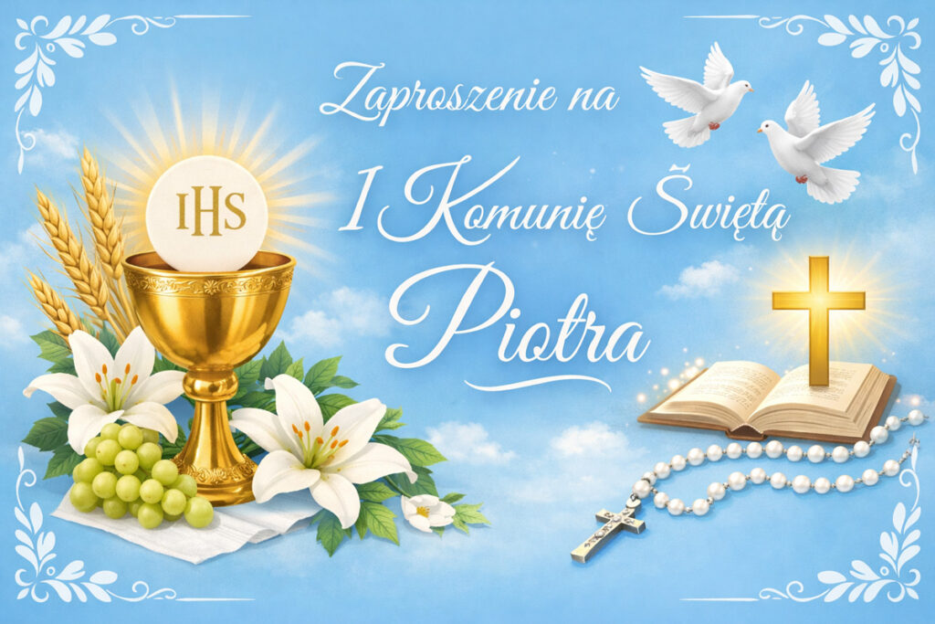 Zaproszenie Pierwsza Komunia Święta