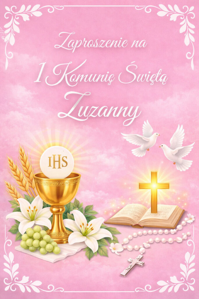 Zaproszenie Pierwsza Komunia Święta