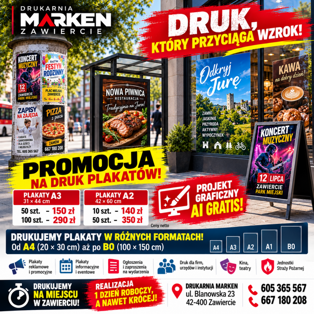 Druk plakatów Zawiercie